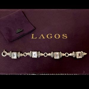 Rare Estate Sterling Silver & 18k Yellow Gold LOGOS Glacier White Topaz Bracelet